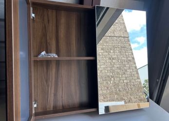 Medicine cabinet , Mirrored,  Modern Walnut Laminated finished 