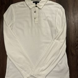 Banana Republic Men’s White Performance pique Polo Long Sleeve Small 
