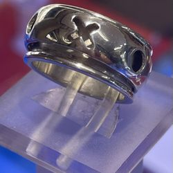 X O X O Rotating TURNS ALL AROUND Band  RING 925 Sterling Silver Size 6 , NEW 