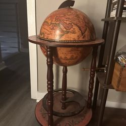 Vintage Whiskey Globe with Secret Storage Shelf  