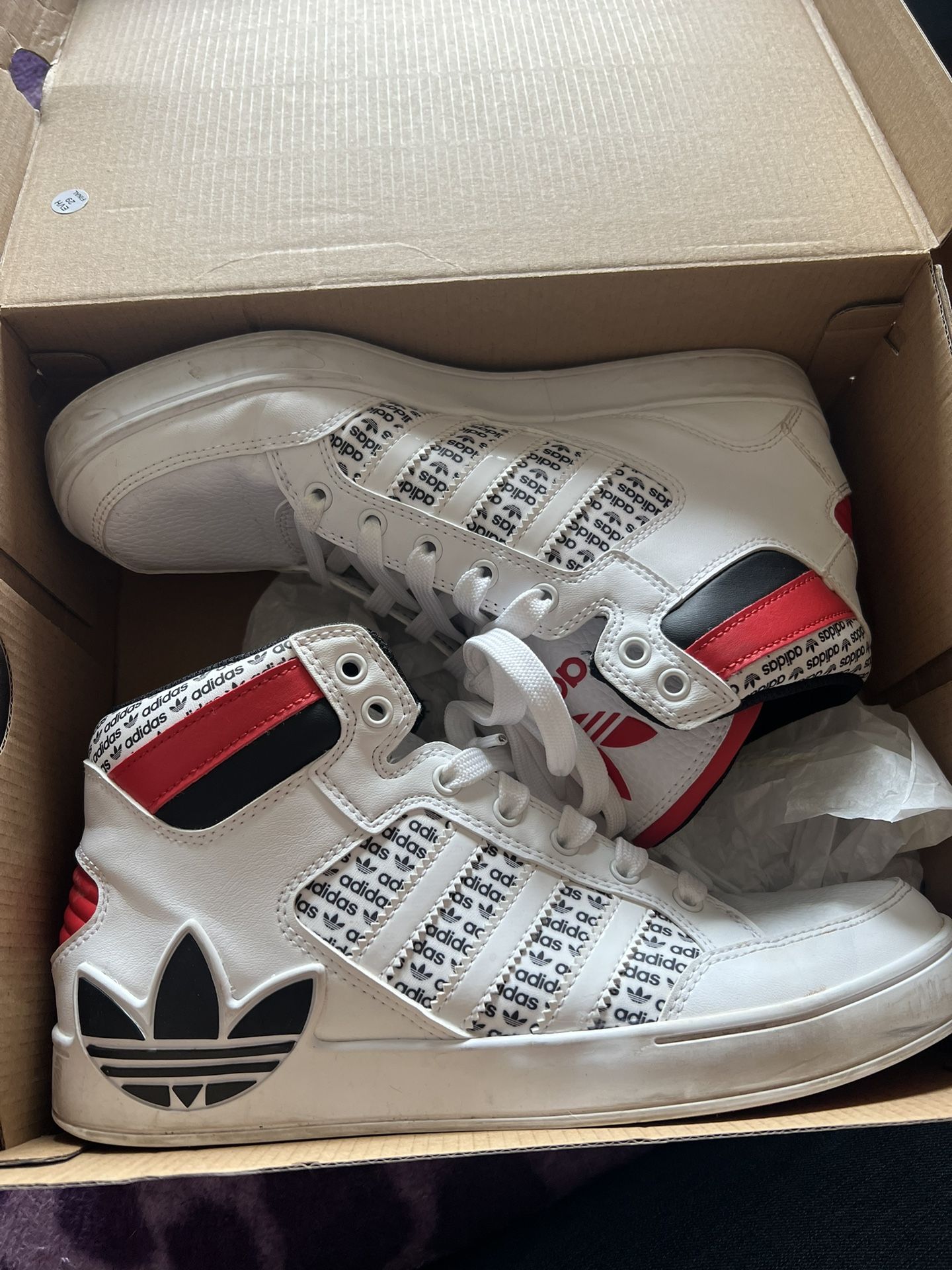 Adidas High top Size 6.5Y Used Red Black White