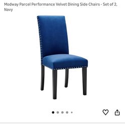 Modway Parcel Performance Velvet Dining Side Chairs - Set of 4, Navy
