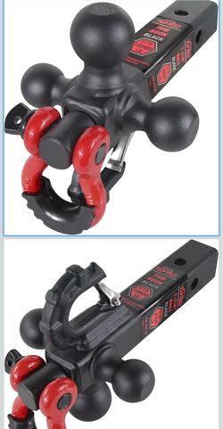 TOPTOW Trailer Hitch Tri-Ball Hitch Mount w/Matte Black Triple Hitch Balls 1-7/8-inch, 2-inch, 2-5/16-inch, Multi-fit for 2 inch Trailer Hitch Receive