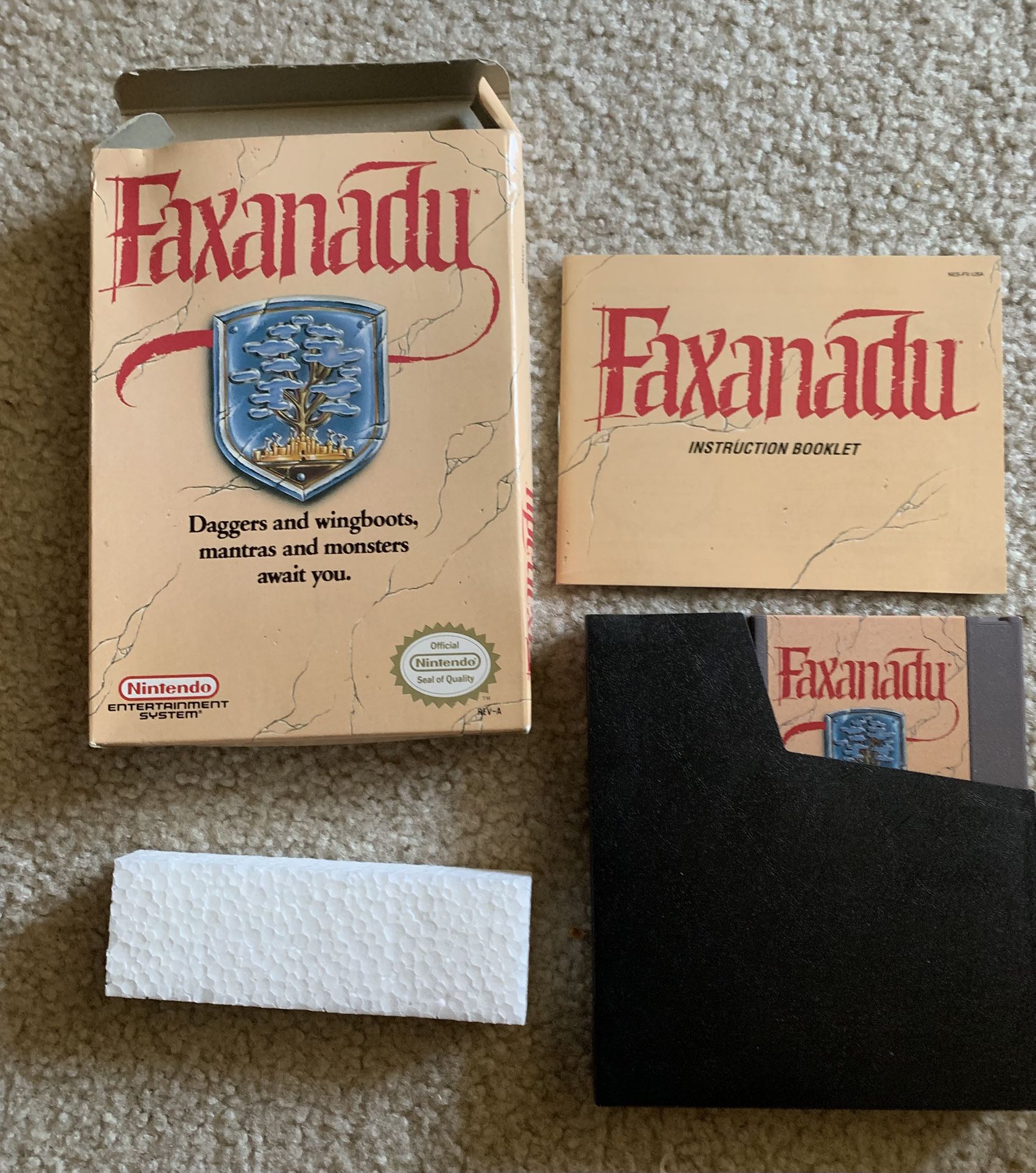 Faxanadu NES Game. Complete In Box 