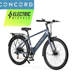 Concord Step-Over Electric Commuter pedal assist Bike, 27.5" Wheels, 36V, Gray, Adult