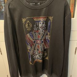 Hudson Outerwear Pullover Sweatshirt Mens Size 3XL King Of Spades Card Bejeweled