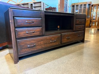 Rustic Solid Wood 64″ Wide TV Stand