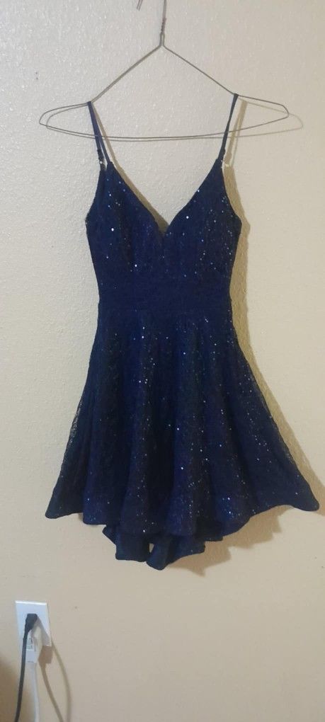Blue Sparkling Seqiun Formal Dress