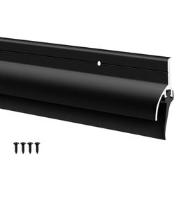 Hicarer 1 Pcs Door Bottom Sweep with Rain Drip 0.5625" W x 2" H x 36" L, Black Exterior Door Rain Drip Guard, Bottom Weather Stripping, Mill Finish Al