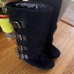 Velvet Black Boots 