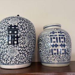 Chinese Porcelain Blue & Whiye Ginger Jars