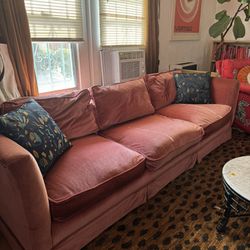  Custom Down-filled Blush Velvet Sofa 
