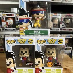 3 Max Goof Funko Pops CHASE w/ Skateboard as Powerline Goofy Movie #462 #1577
