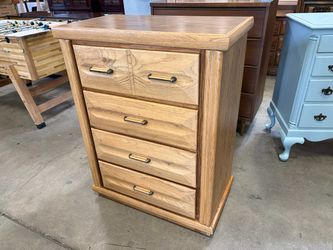 Wooden 4 Drawer Chest Style Dresser with Wood and Metal Pulls