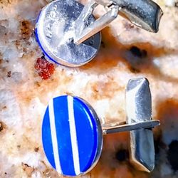 Sterling Silver Gents T-Bar Cufflinks With Lapis Lazuli Stones