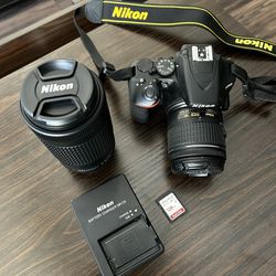 Nikon D3500 DSLR Camera Bundle W/ 2 Lenses, 128GB SanDisk, and Travel Bag