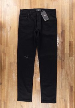 FENDI black I See You eye embroidered slim jeans 33 - NWT