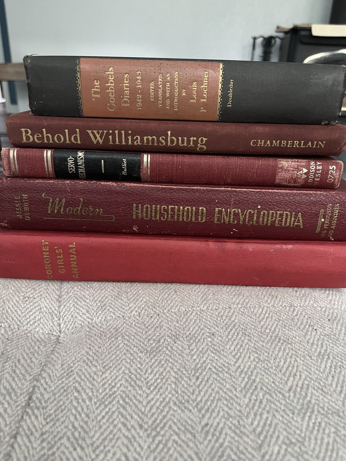 5 Book Lot - Great For Staging - Vintage Hardcovers