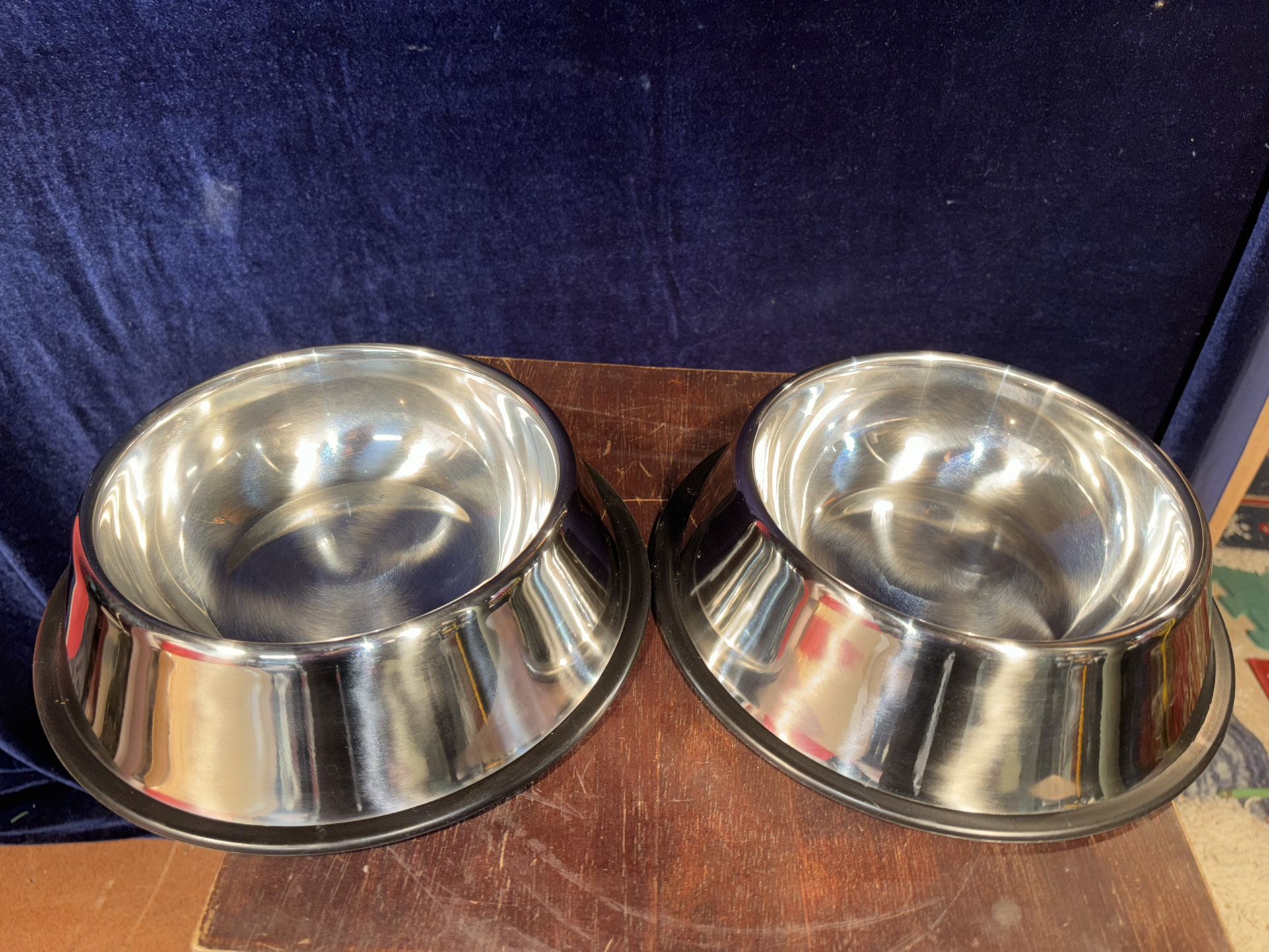 Two New Stainless Large Steel Dog Bowls