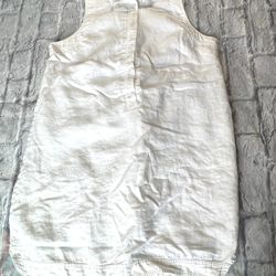 L Michael Kors White 100% Linen Short Dress Sleeveless Large Womens Clothes MK