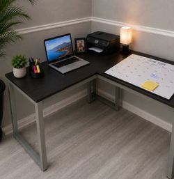 L-Shaped Computer Desk – Black | Modern Corner Office Desk by SHW