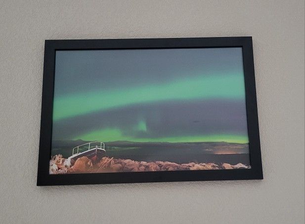 Northern Lights In Iceland Photograph In Black Wooden Frame Like New