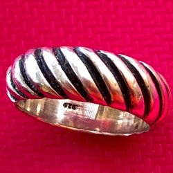 Vintage Sterling Silver Carved Eternity Band Ring 