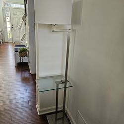 Floor Lamp. Brush nickel and glass. 63" tall.