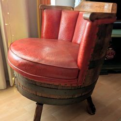 Vintage Whiskey Barrel Swivel Chair