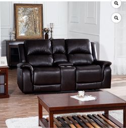 Naomi Home Katie Contemporary Recliner Loveseat-Espresso color