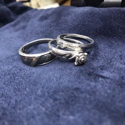 Vintage Sterling Silver Wedding Rings Set