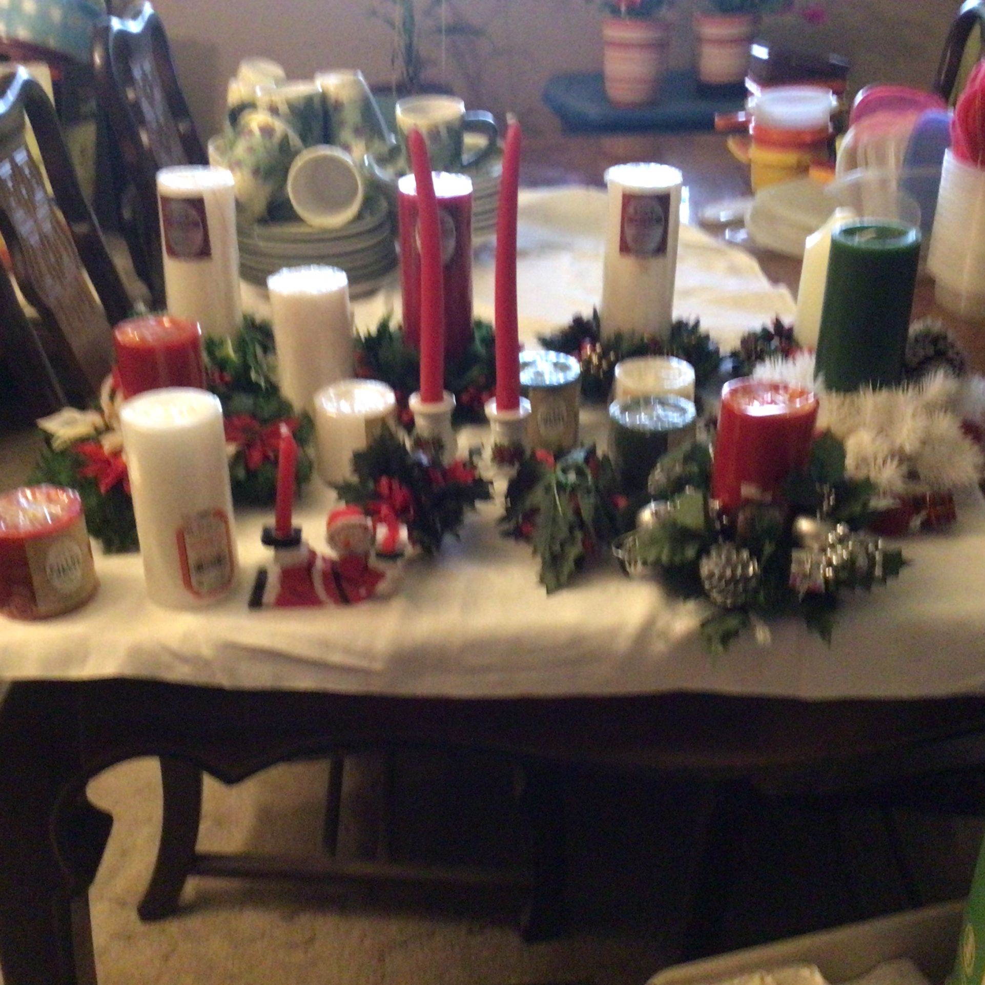 HOLIDAY SCENTED PILLAR CANDLES  AND WREATH CANDLE HOLDERS