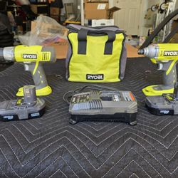 Ryobi 18v 2 tool combo kit drill/driver, impact driver