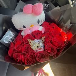 Hello Kitty Bouquet Ramo De Rosas