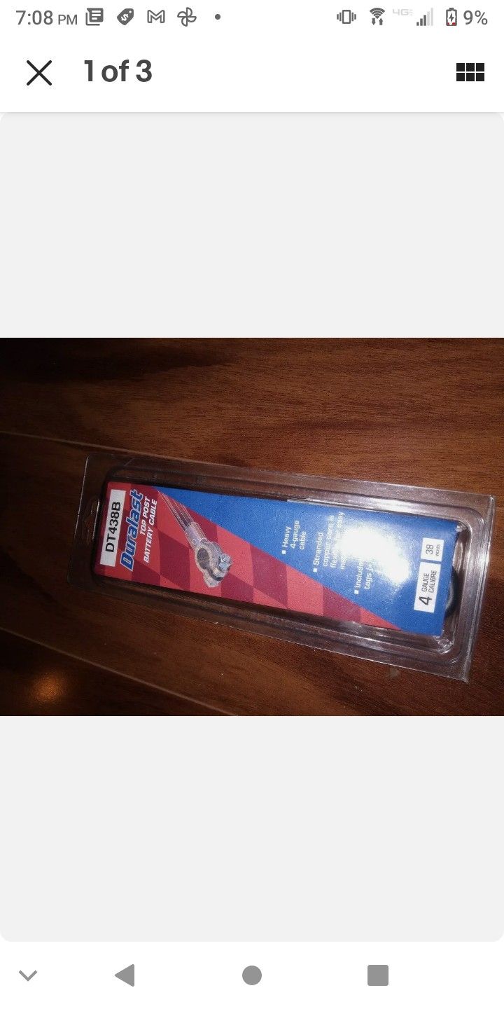 DURALAST~~Top Post Battery Cable DT448B~ Heavy 4 Gauge, 38 inches, BRAND NEW!