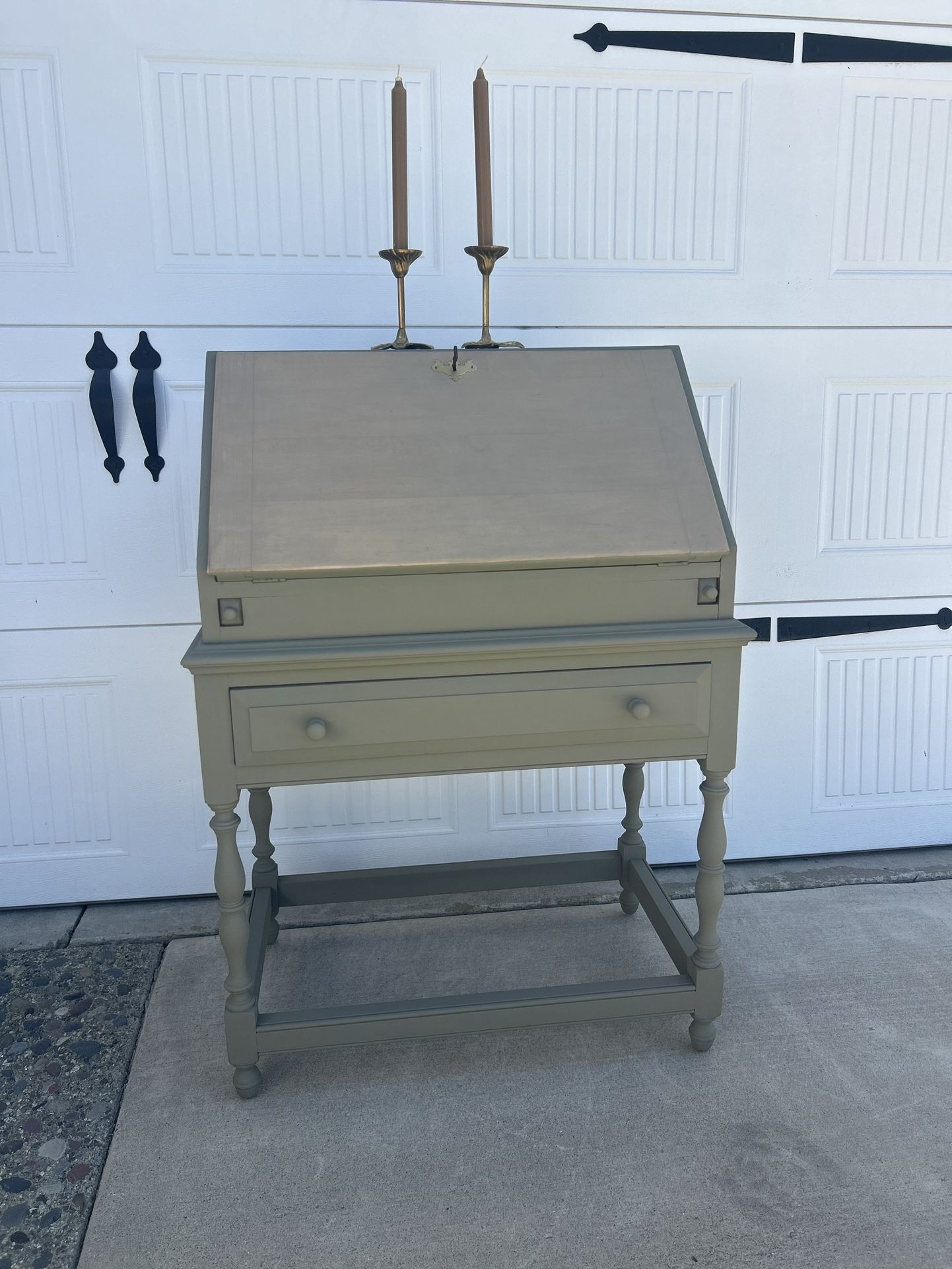 Vintage Spanish Moss Secretary Desk