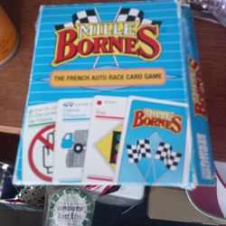 vintage 1992 edition of the Mille Bornes French Auto Race Card Game by Parker Brothers. 