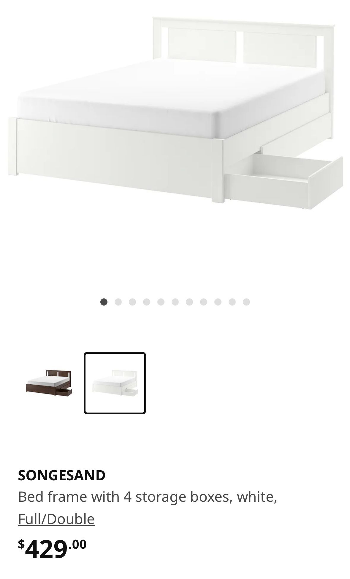 IKEA white bed frame with drawers bed slates and mattress included (optional)  