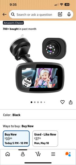 1080P Baby Car Camera With Night Vision