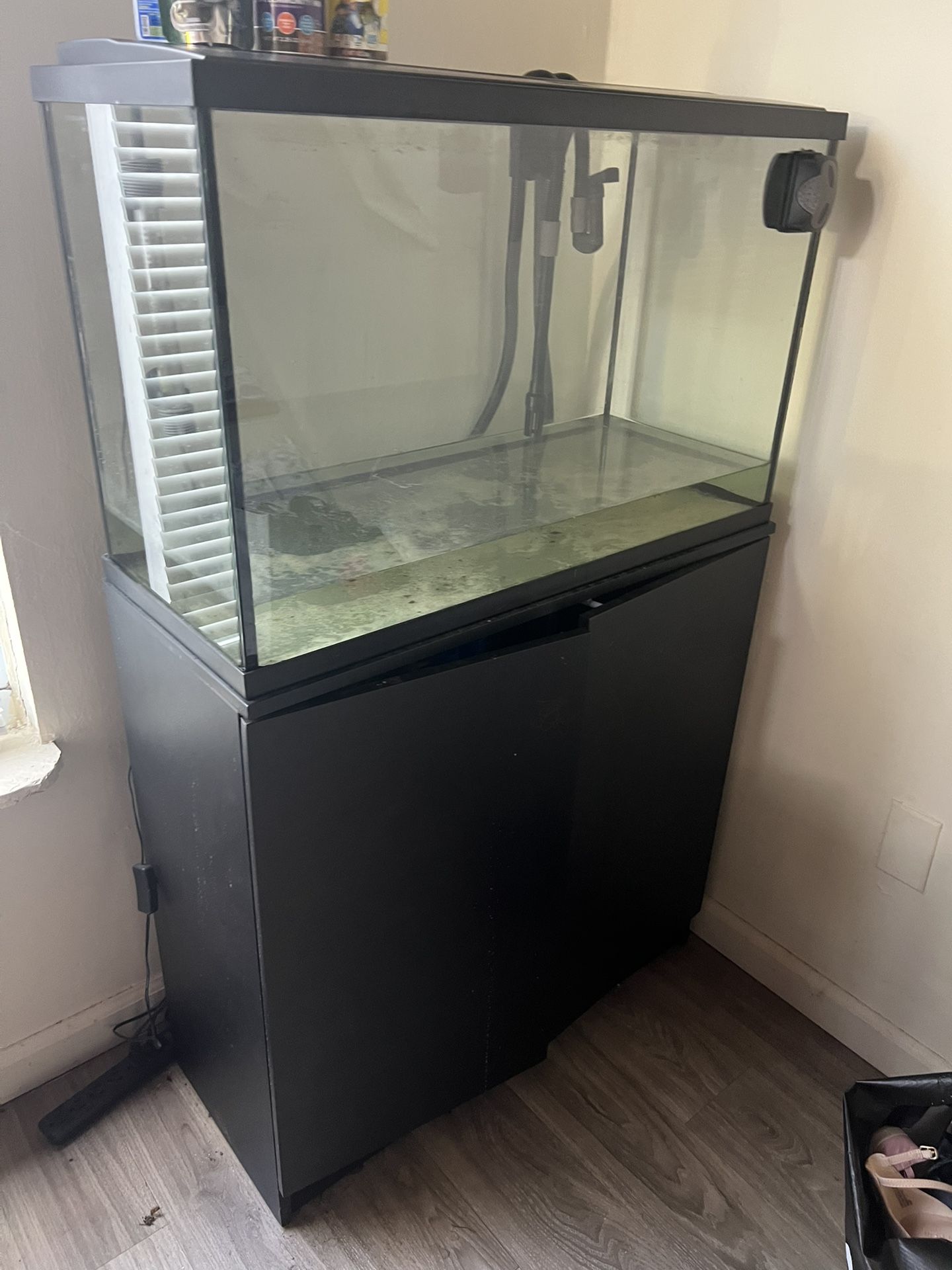 Fish tank, stand, filter, and cleaning tools
