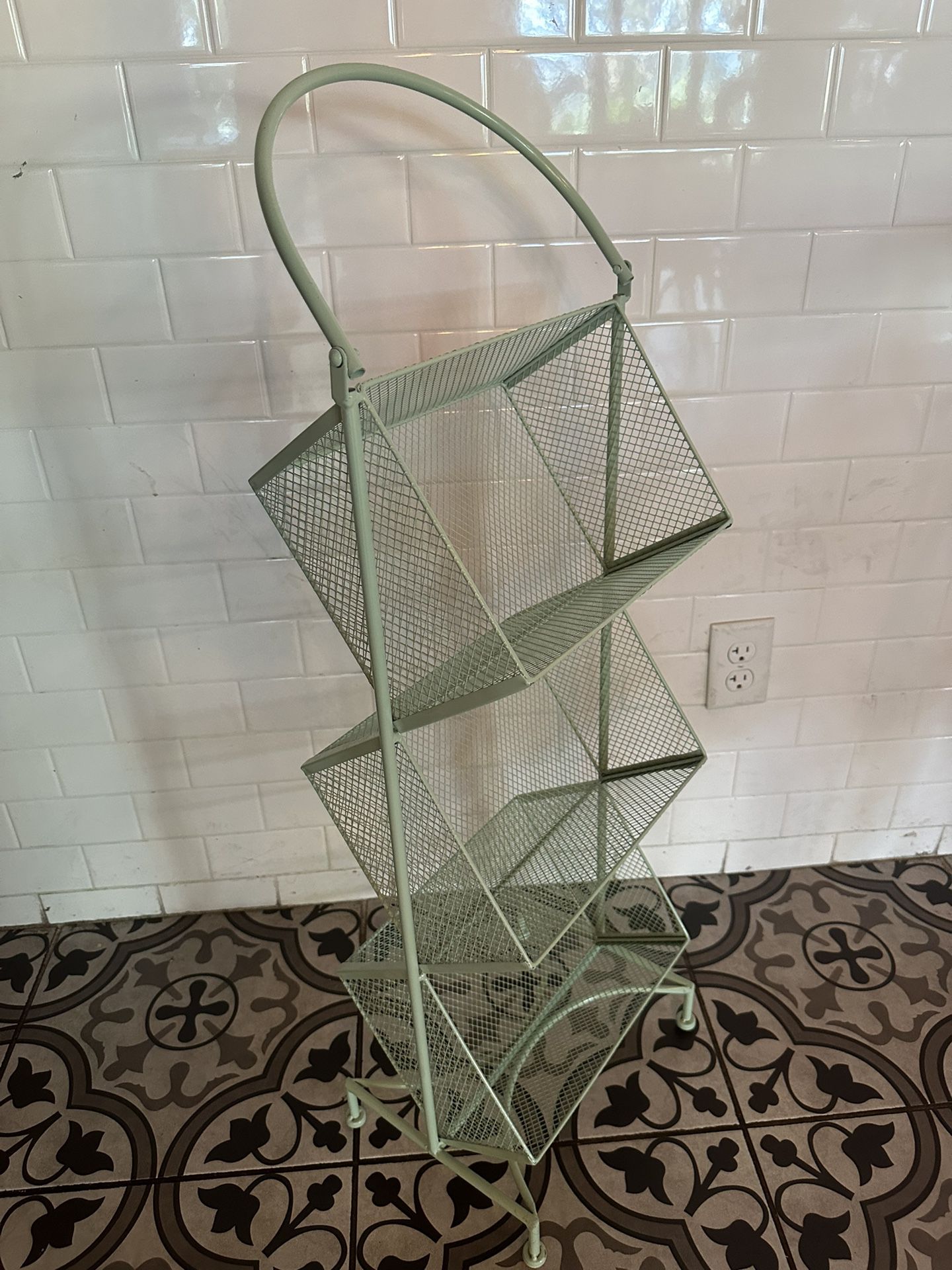 3 Tier Metal Mesh Stand With Baskets For Storage And Organization 