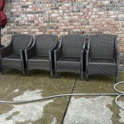 Outdoor Wicker Chairs, Table And Umbrella