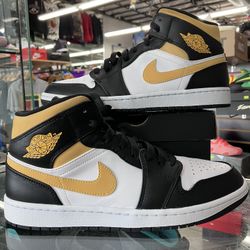 Air Jordan 1 Mid White Pollen Black