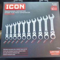 I ON 10 PIECE FLEX HEAD RATCHETING WRENCH SET 