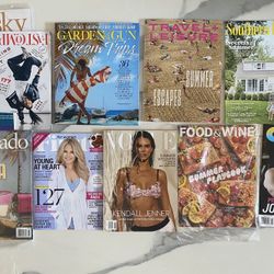 10 Magazines: VOGUE, Southern Living, First, Food & Wine, Garden & Gun, Travel + Leisure, Fast Company, Out, Cigar aficionado, Whiskey Advocate. NEW. 