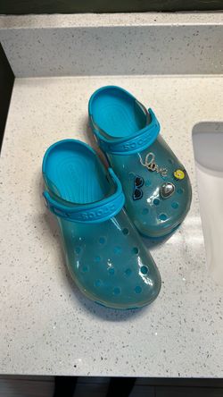 Crocs Classic Clogs Translucent Blue with Jibbitz