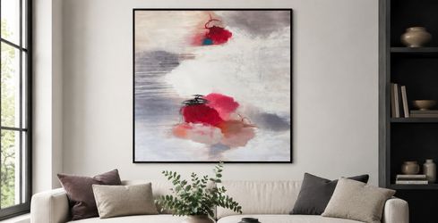 Framed Contemporary Canvas Wall Art 30x30 in