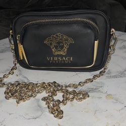 Versace Perfumes Crossbody Bag Purse Handbag Gold Medusa