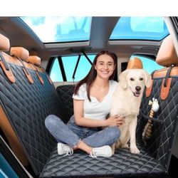 Welvath Dog Car Seat Cover for Back Seat [Hard Bottom for 450LB], Waterproof Backseat Pet Cover for Dogs, Soft Comfortable Dog Backseat Extender Hammo