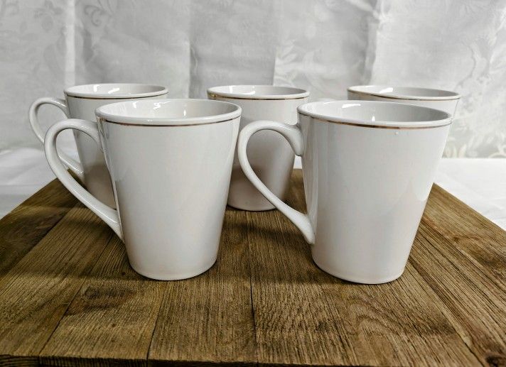 Royal Norfolk Gold Rimmed Coffee Mug Set Of 5 In Great Condition 